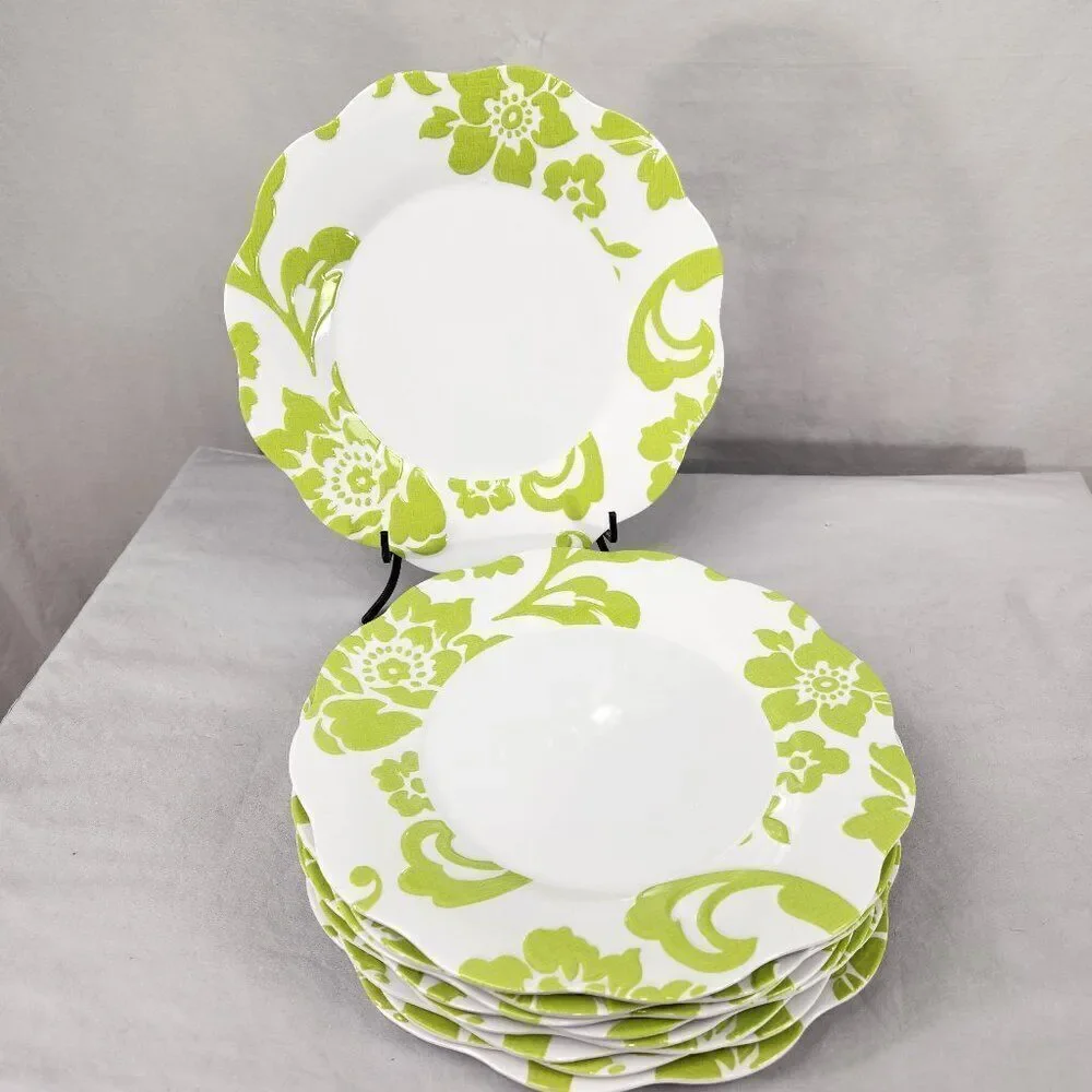 Set of 9 BETTER HOMES & Gardens Citrus Blossom Dinner Plates Lime Green Melamine